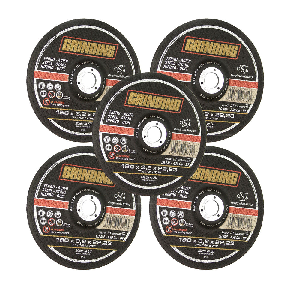 Disco para Corte de Metal 180x3,2x22,23 mm Grinding 5 Pzs