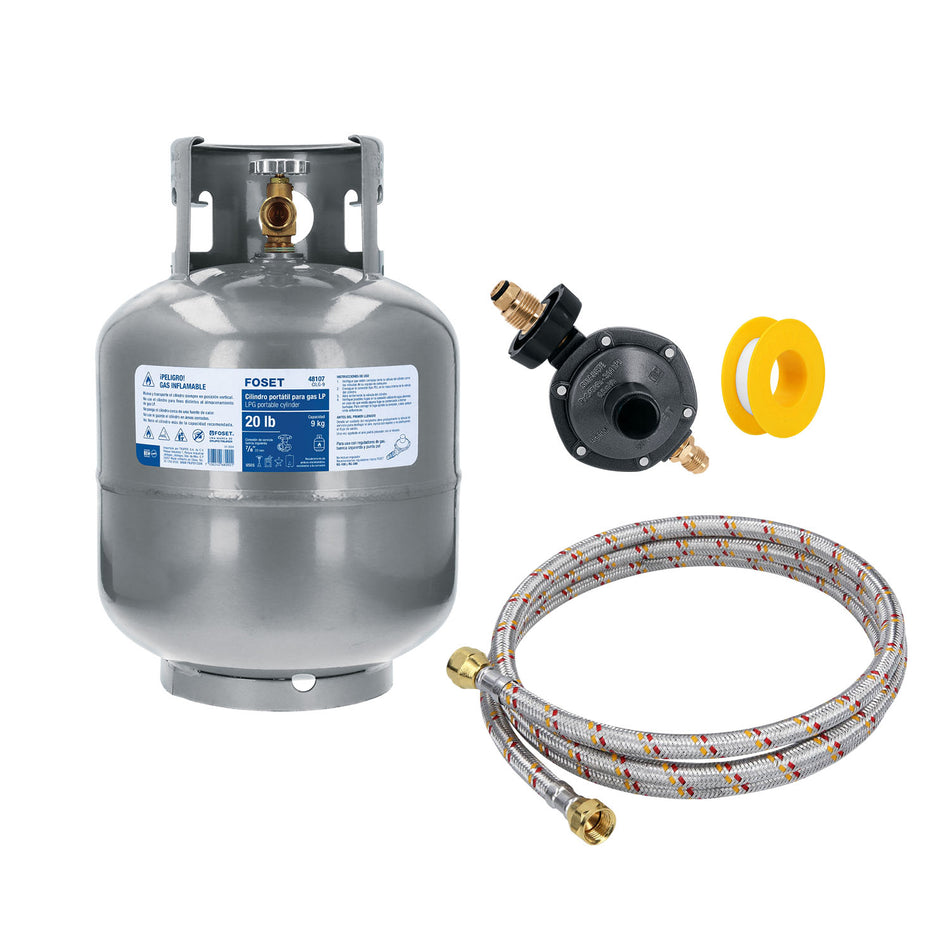 Cilindro de Gas Lp 9Kg foset 48107 con Accesorios