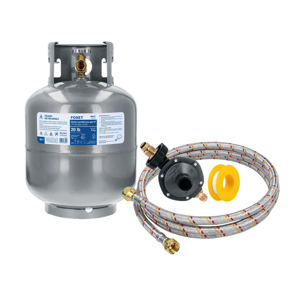 Cilindro de Gas Lp 9Kg foset 48107 con Accesorios