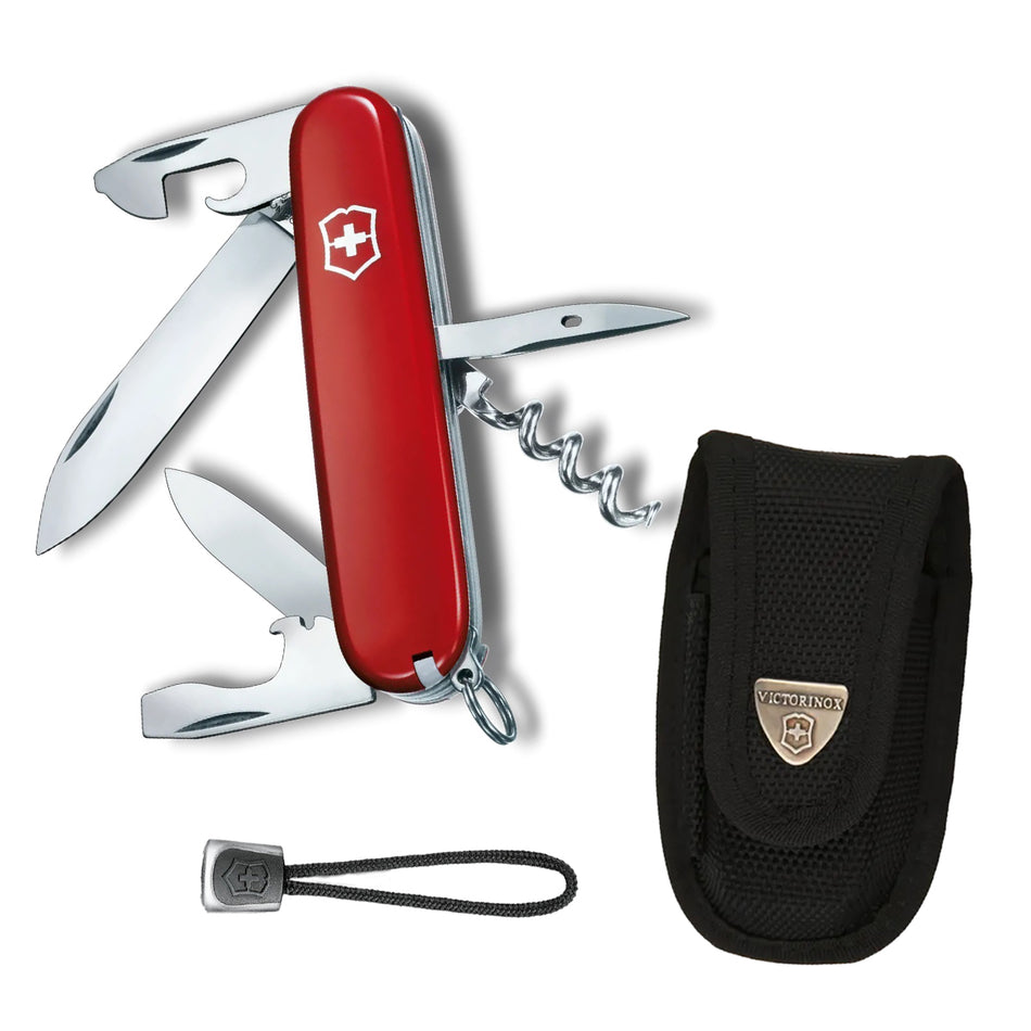 Navaja Spartan Rojo Victorinox Kit Funda Y Cordón