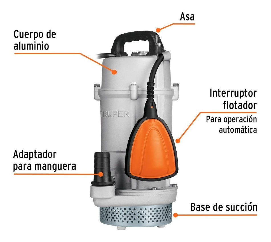 Bomba Sumergible Agua Limpia 3/4 Hp Uso Rudo Truper 15002