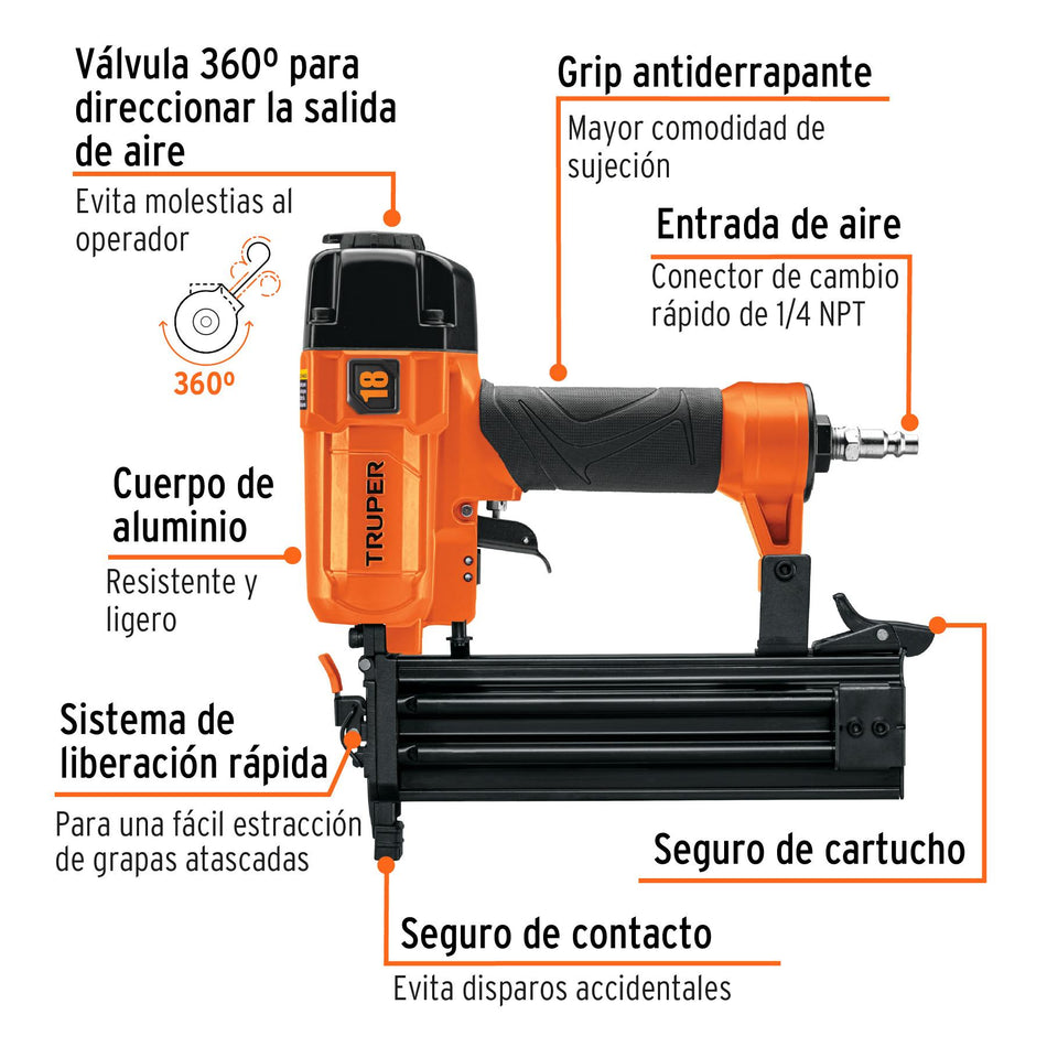 Clavadora Neumática Profesional Cal 18 13180 Truper