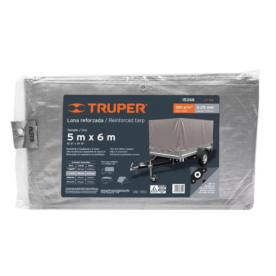 Lona Gruesa Reforzada Gris 5 X 6 Metros 15366 Truper