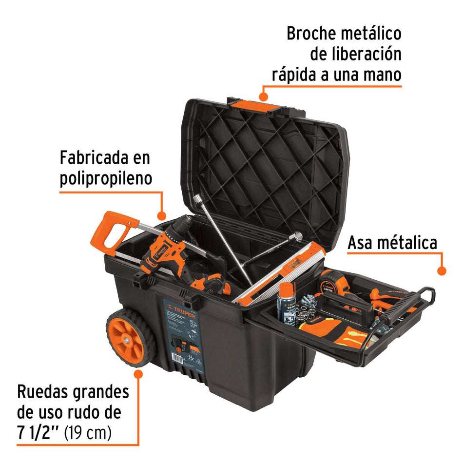 Caja P/ Herramientas con Ruedas y Mango CHP-23R Truper