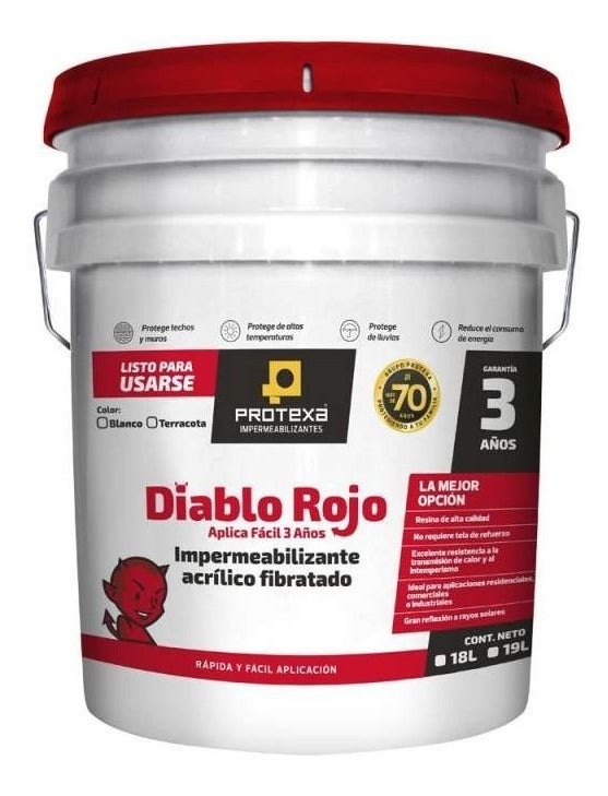 Impermeabilizante 3 Años Diablo Rojo Cubeta 19 Litros