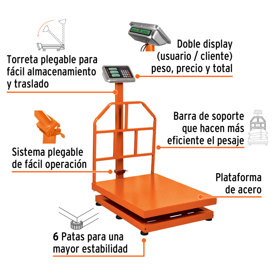 Báscula Comercial Digital Capacidad 500 Kg Truper 15733