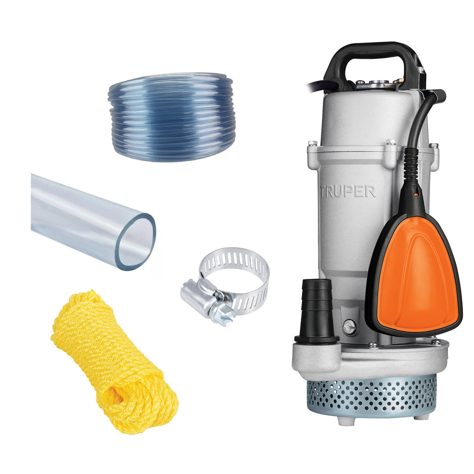 Bomba Sumergible Metálica 1/2 Hp Truper Equipada Agua Limpia
