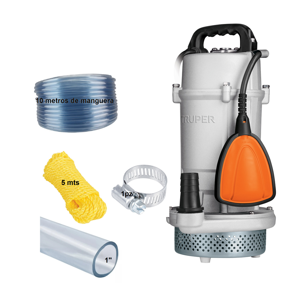 Bomba Sumergible Metálica equipada P/agua Limpia 1 Hp