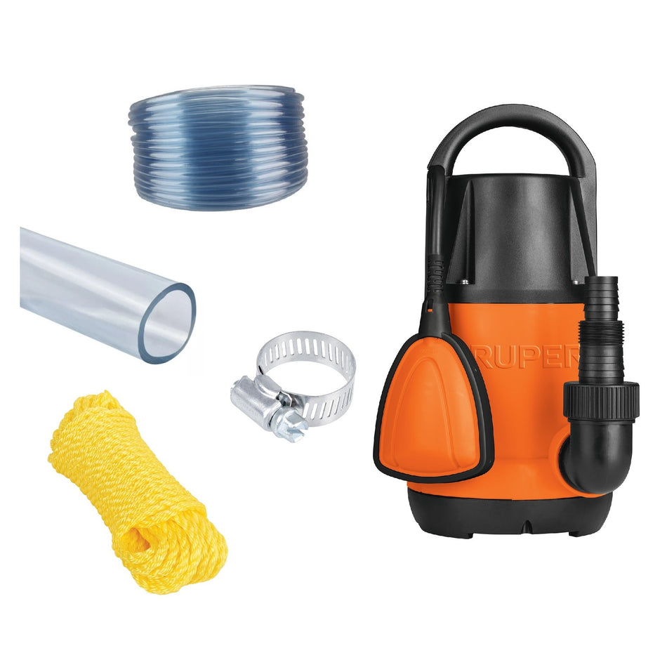 Bomba Sumergible Plástica 1 HP Agua limpia Truper Equipada