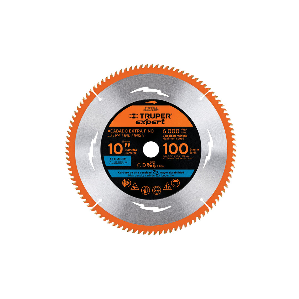 Disco Sierra 10″ Para Aluminio 100 Dientes Centro 5/8″ 100109
