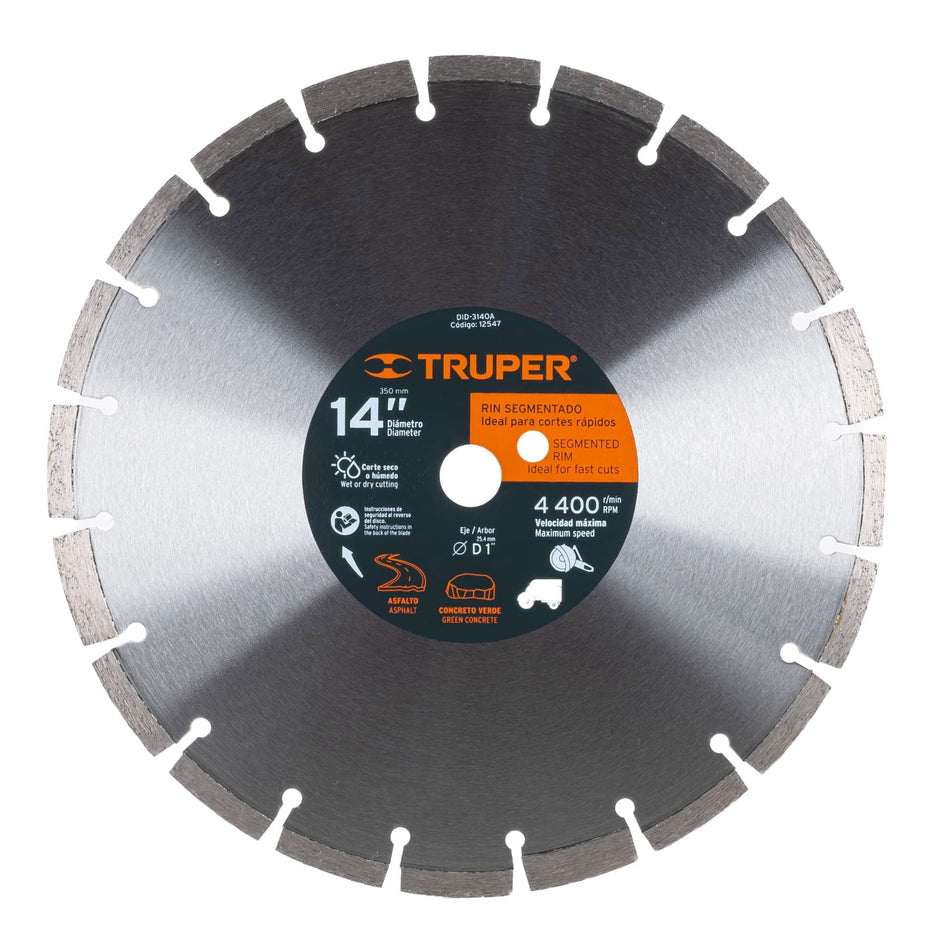 Disco de Diamante de 14″ Para Concreto 12547 Truper