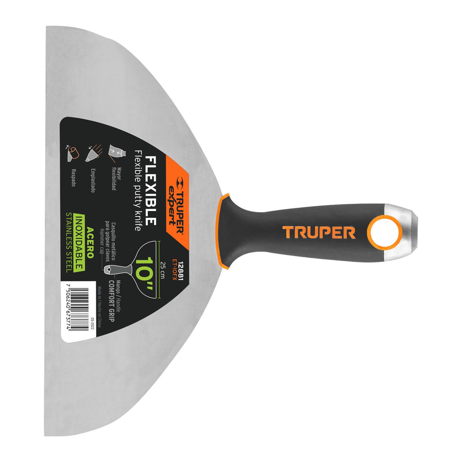 Espátula Flexible 10″ Acero Inox. Comfort Grip 12881 Truper Expert