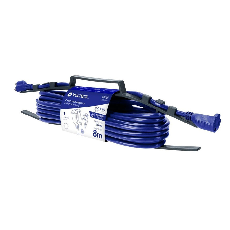 Extensión Uso Rudo Aterrizada 8 Metros Cal 3x16 Awg Volteck