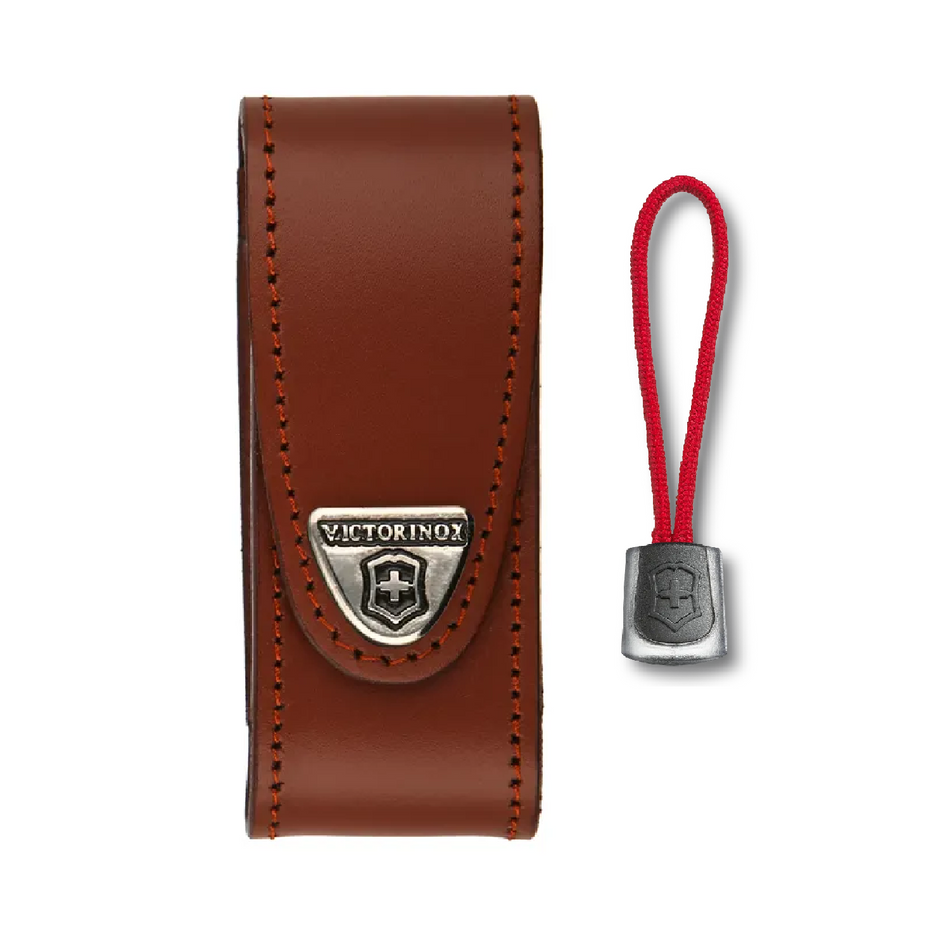 Funda De Piel Victorinox 500754 91 Mm Y Cordón Rojo