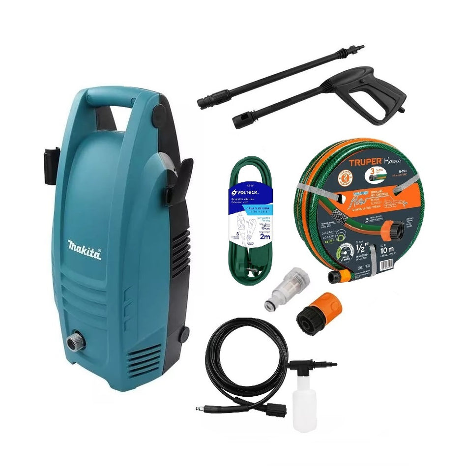 Hidrolavadora Makita Hw101 Kit Manguera 10m Extensión 2m