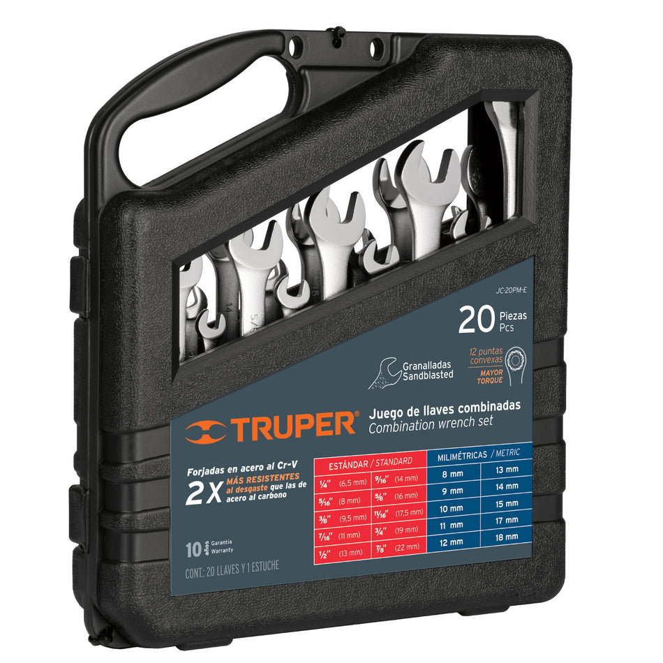 Juego De 20 Llaves Combinadas Granalladas 15798 Truper