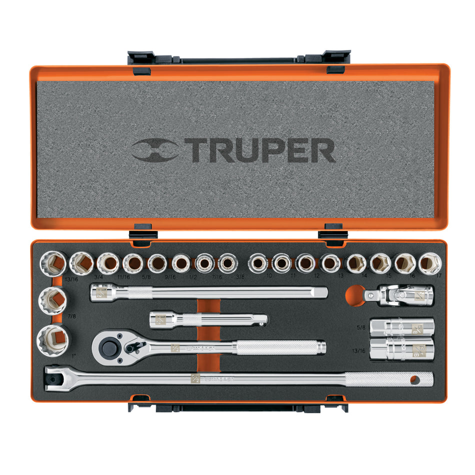 Juego De 25 Herramientas Cuadro 1/2″ Std y Mm 13938 Truper