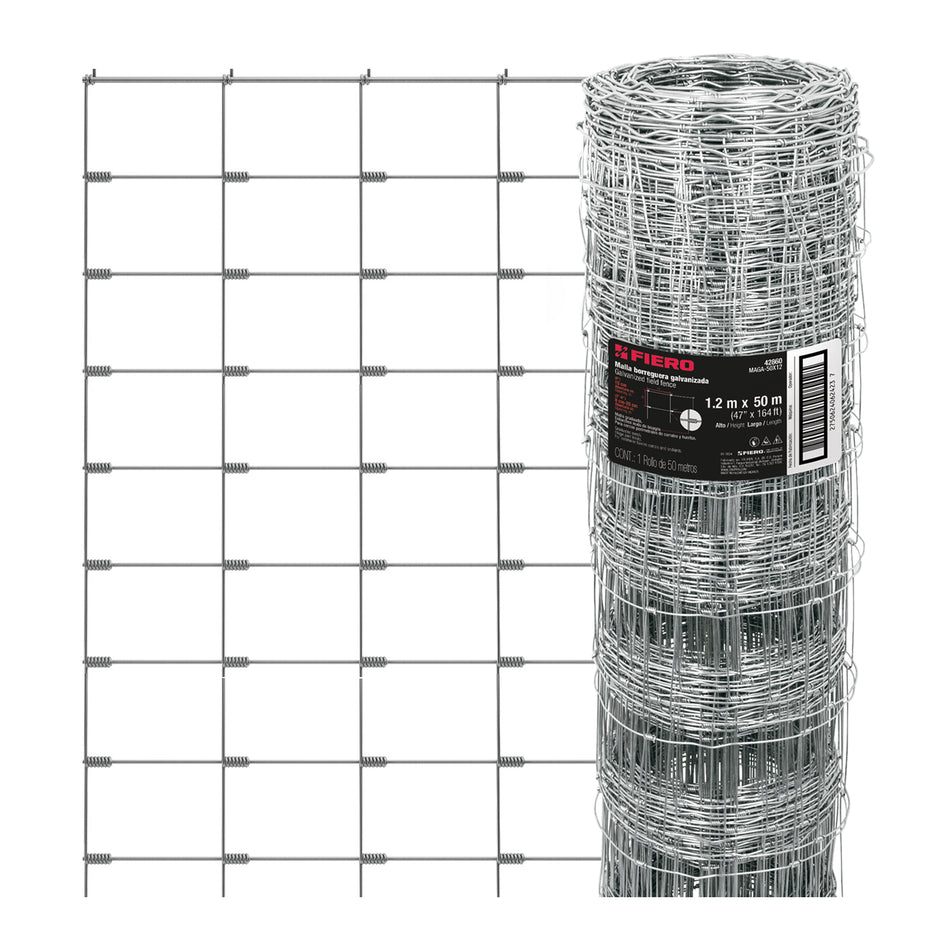 Malla Borreguera Ganadera 1.2m x 50m Acero Galvanizado