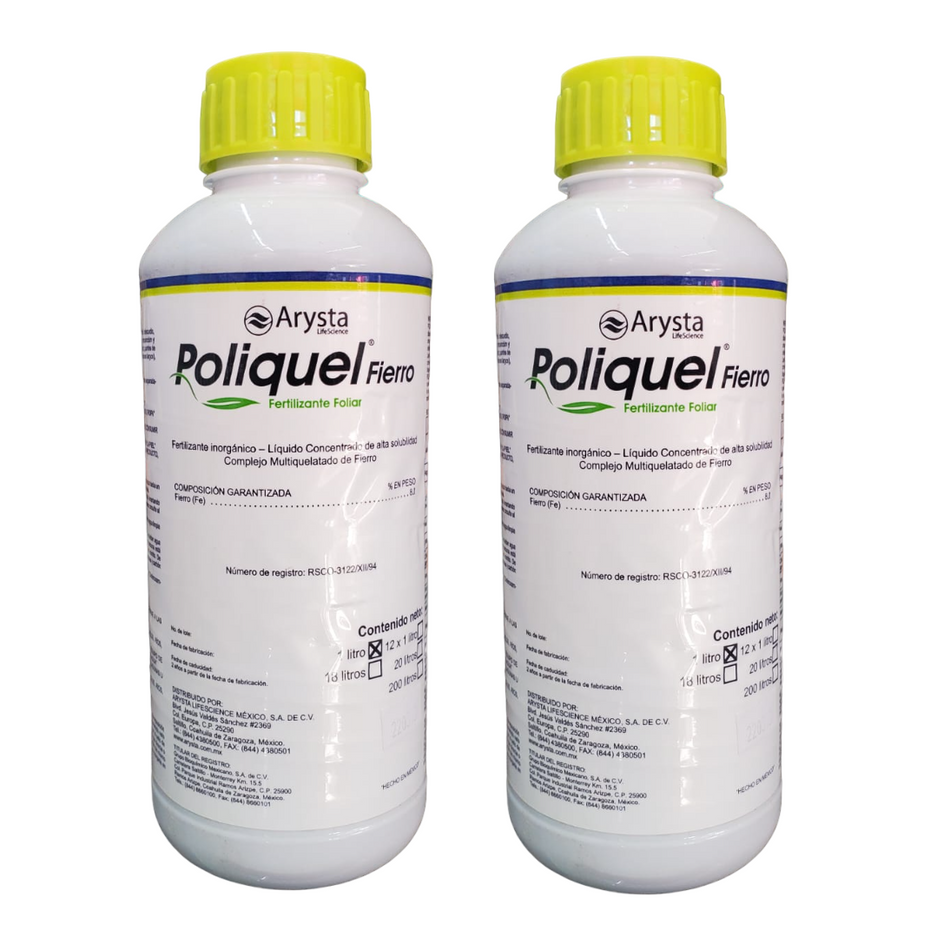 Poliquel Quelato De Fierro Arysta 2 Litros Fertilizante Ayuda Color Verde de Plantas