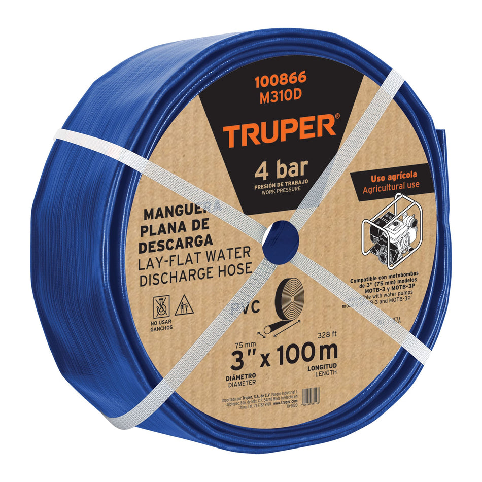 Rollo De Manguera Plana De 3″ x 100m 100866 Truper