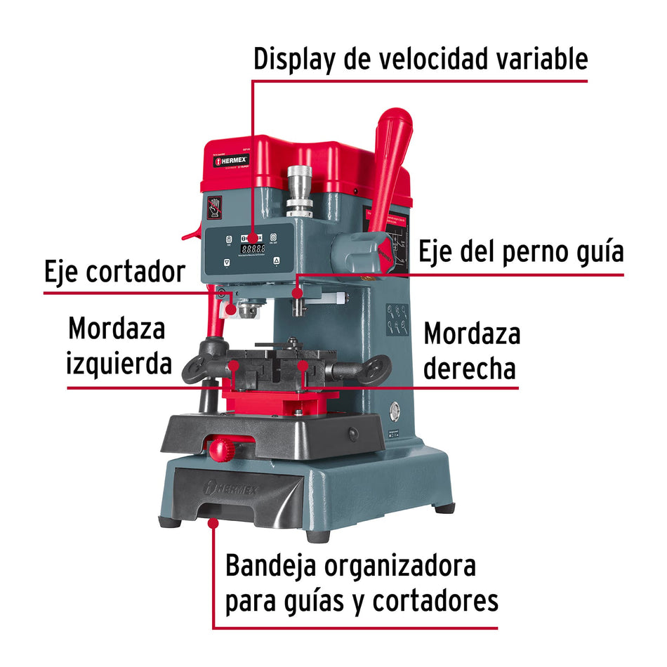 Duplicadora Tipo Taladro de Llaves 8 Tipos 42667 Hermex