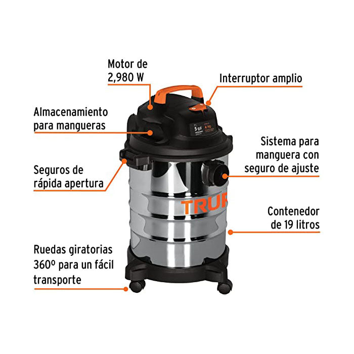 Aspiradora industrial De tacho Truper ASP-5X 19L