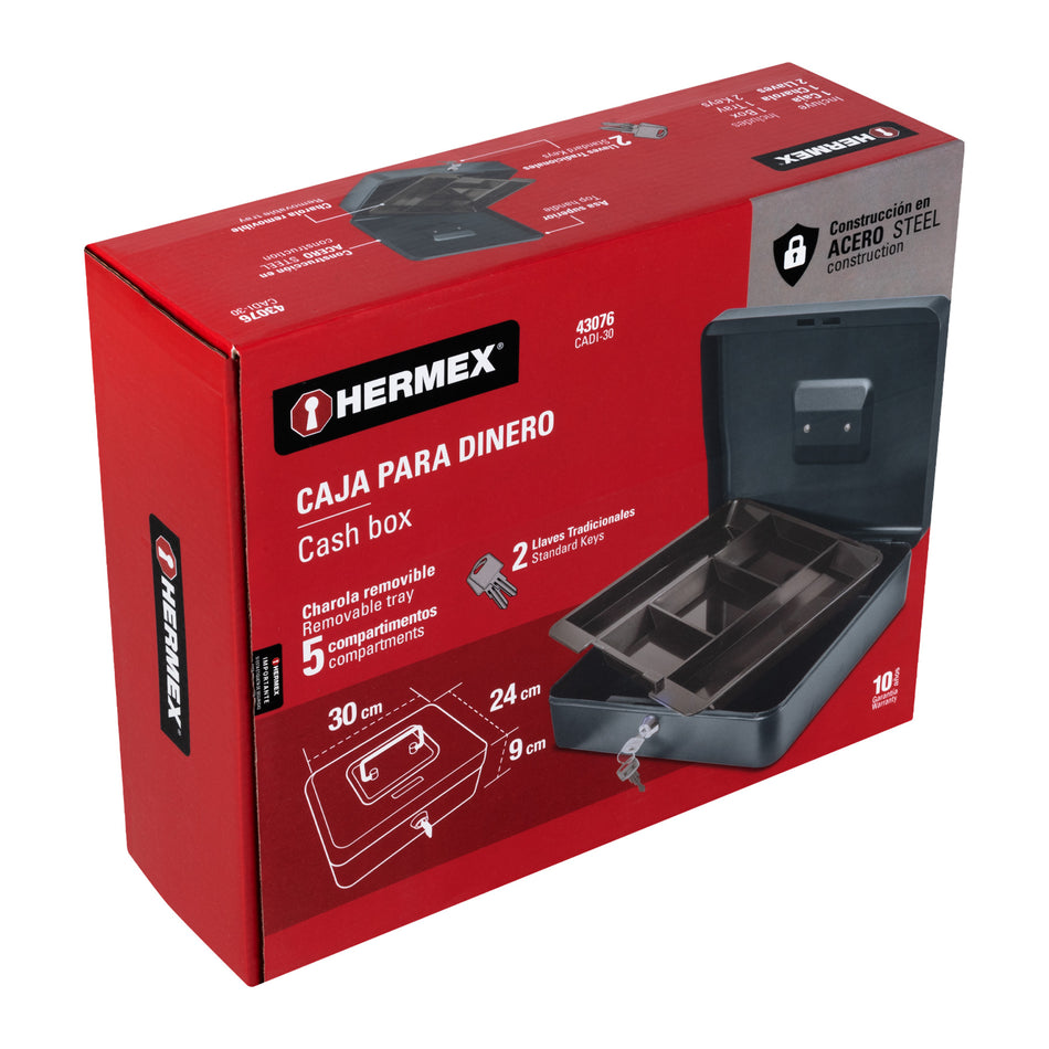 Caja Para Dinero 30 cm Acero 5 Separadores 43076 Hermex