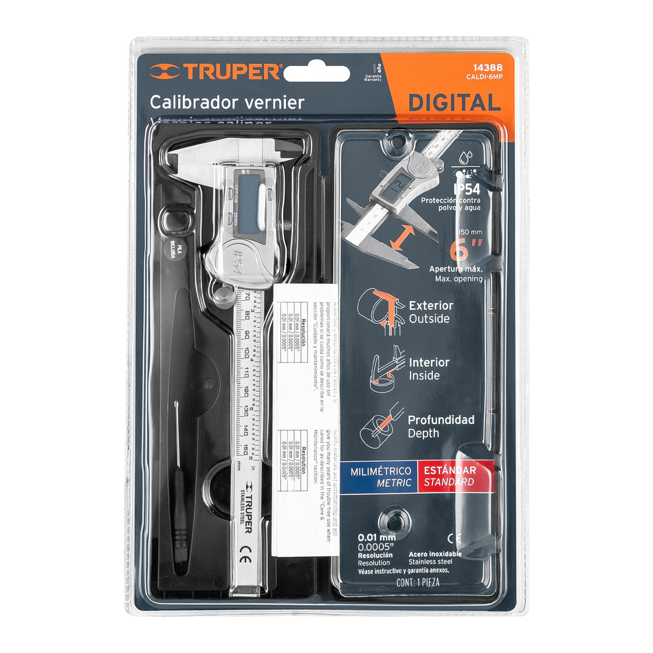 Calibrador Vernier Digital 6″ Acero 14388 Truper
