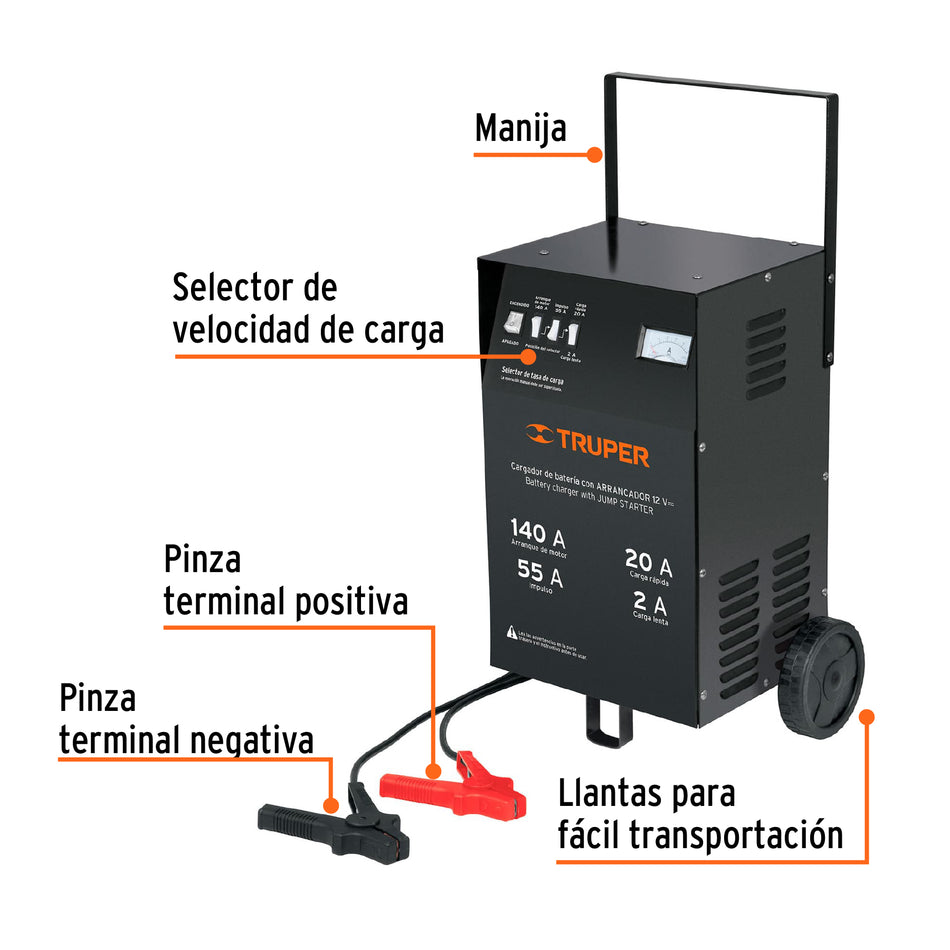 Cargador Arrancador De Baterías 12 V 140 A Truper 13028