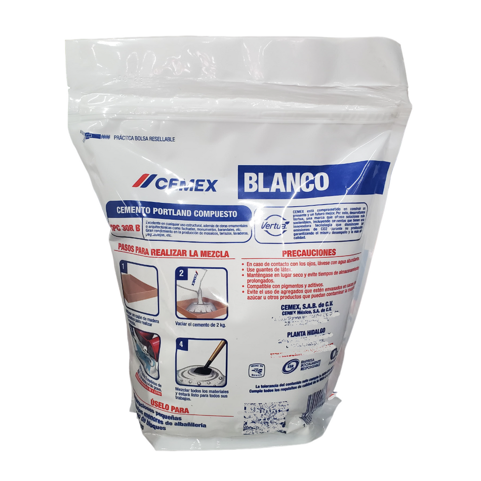 Cemento Blanco Portland Reparador Grietas 2kg Cemex