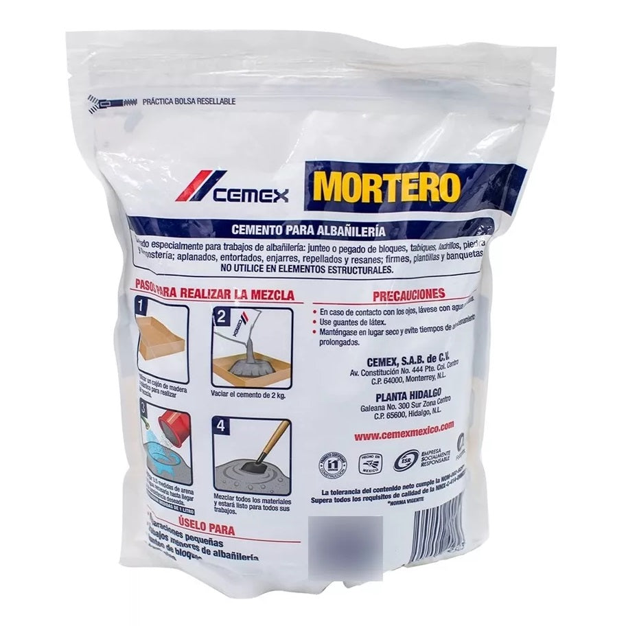 Cemento Mortero Pegado Block Tabique 2kg Cemex