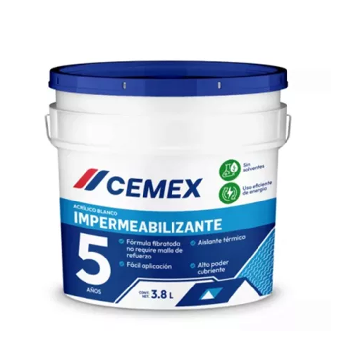 Impermeabilizante Acrílico Blanco 5 Años 3.8 L Cemex