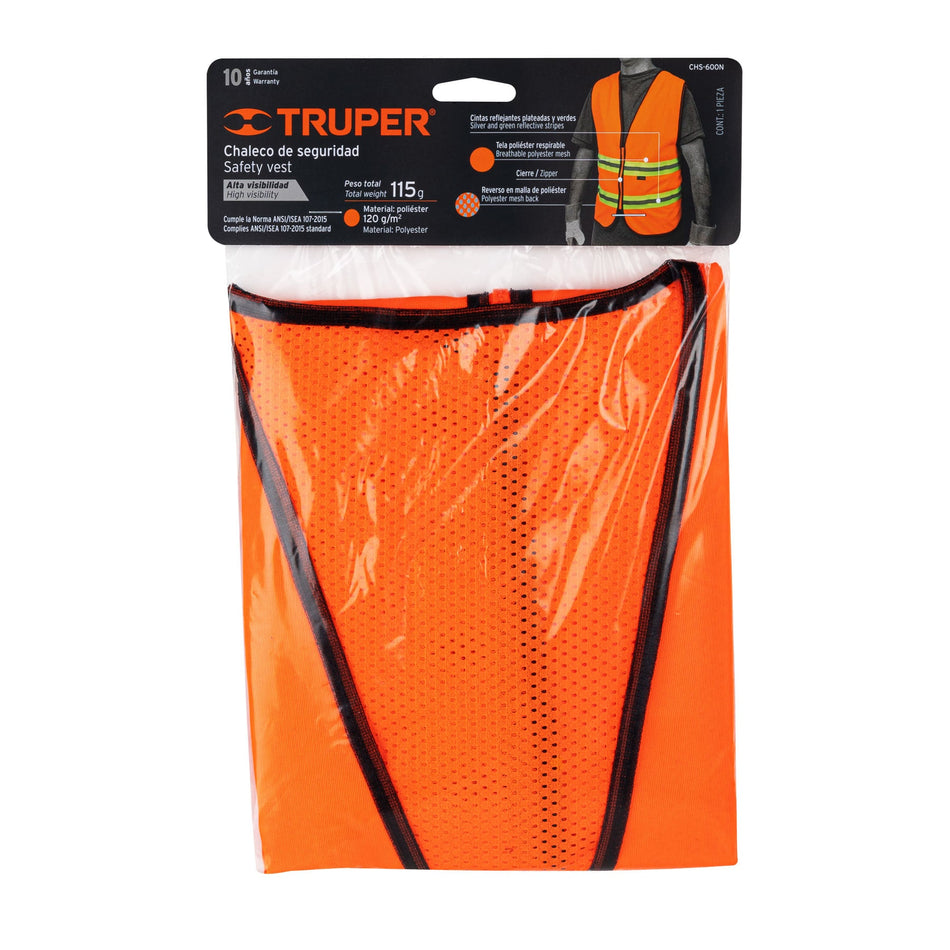 Chaleco de Seguridad Truper Naranja con Cierre 13473