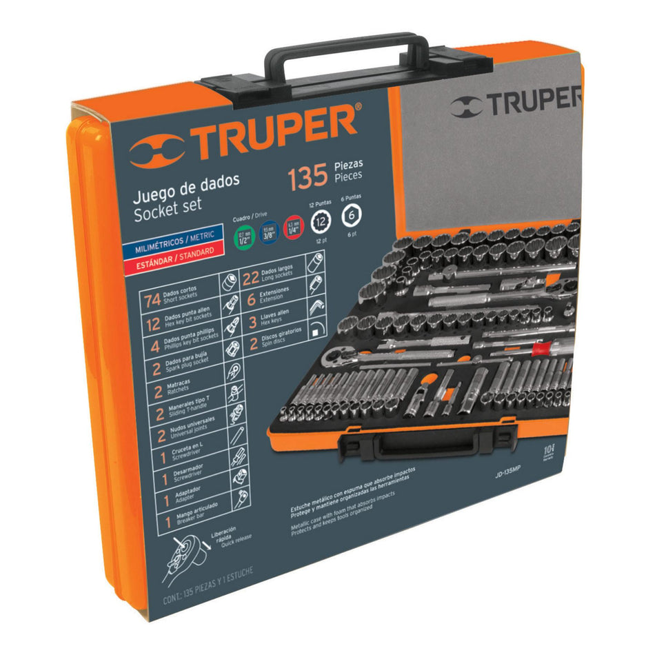 Juego 135 Herramientas 1/4″, 3/8″ y 1/2″ Std 13975 Truper