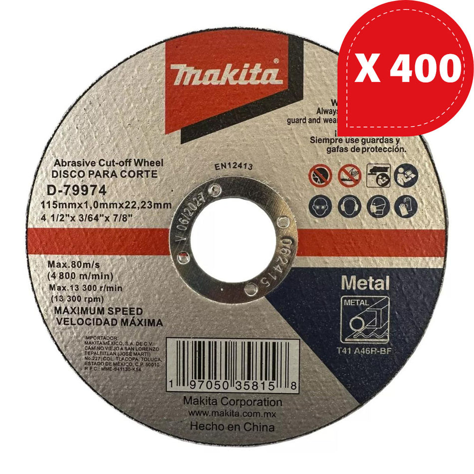 Disco De Corte Metal 4 1/2 115 x 1 Mm 400 Pz D-79974 Makita