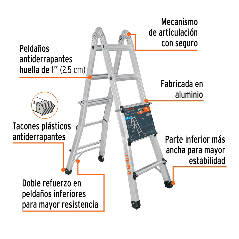 Multiescalera Telescópica 4.6 m 150 kg 101884 Truper