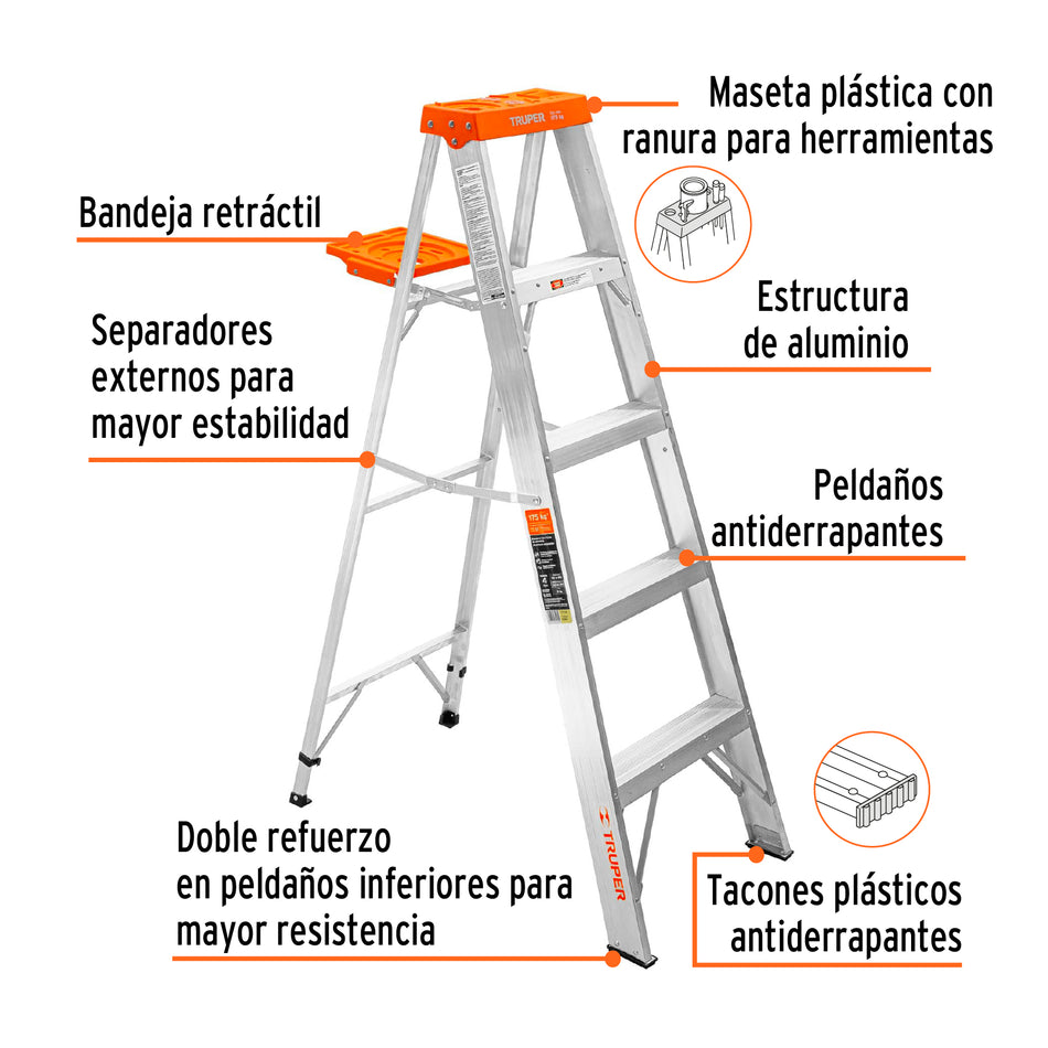 Escalera Tijera Tipo ll 4 Peldaños C/Bandeja 10264 Truper