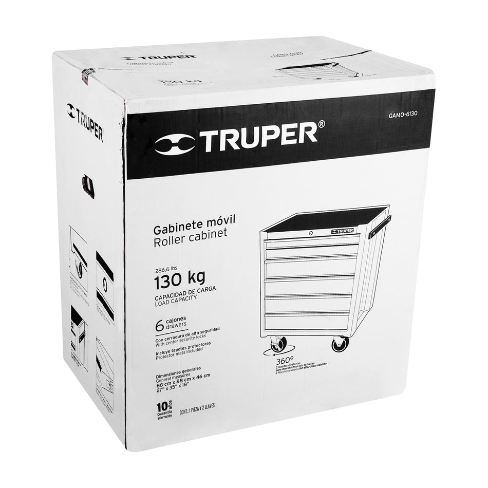 Gabinete Metálico Móvil 6 Cajones 130 kg 12067 Truper