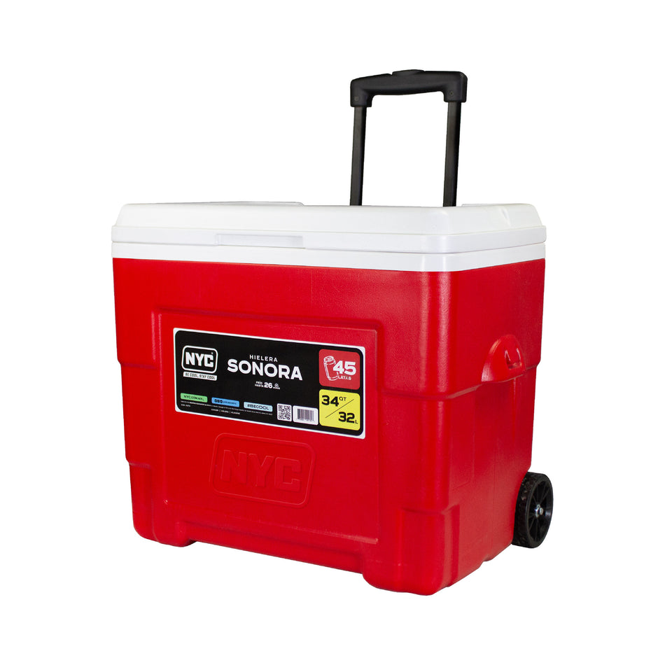 Hielera 45 latas 32 L Nyc de 34qt Sonora Roja