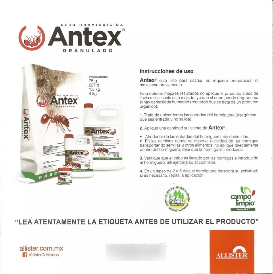 Insecticida Para Hormigas Antex Granudado 75g Allister