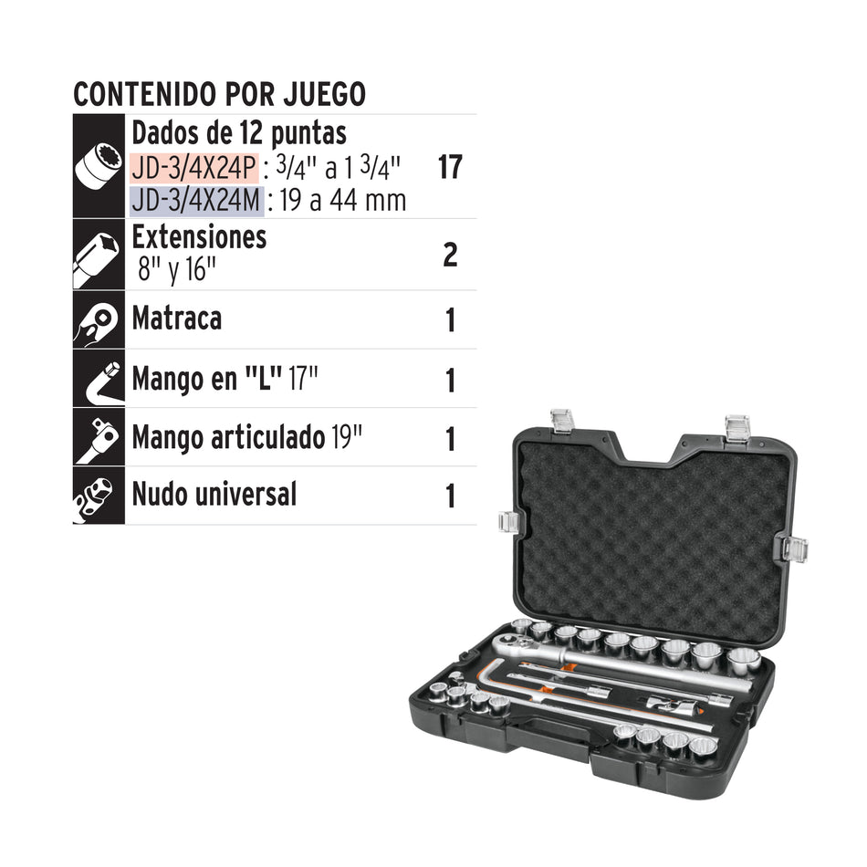 Juego De 23 Herramientas Cuadro 3/4″ std 13970 Truper