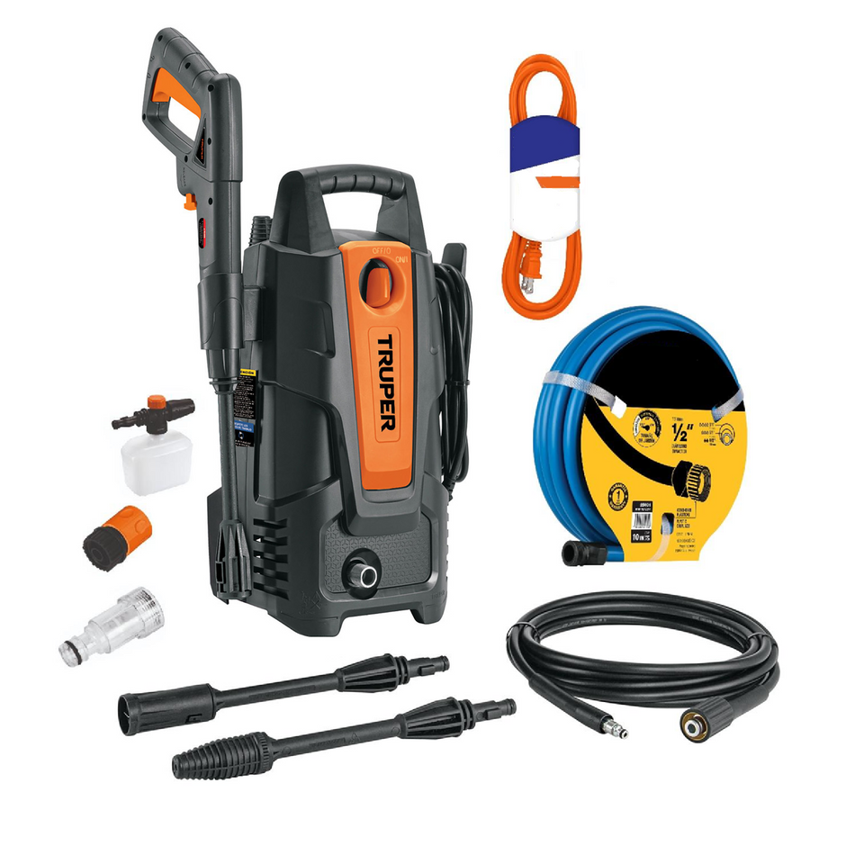 Hidrolavadora 1500 psi Kit Extensión 2m Manguera 10m