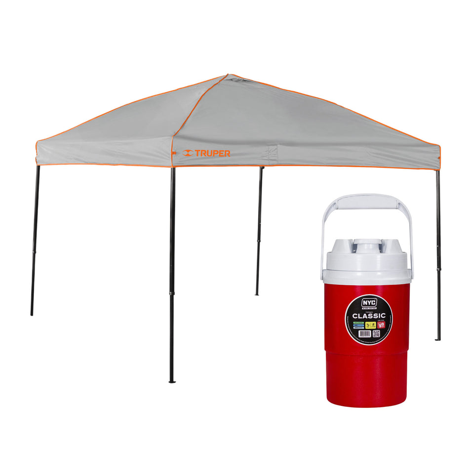 Toldo Plegable 3x3 TOL-3 Truper + Termo Classic 1/2 Gal Rojo