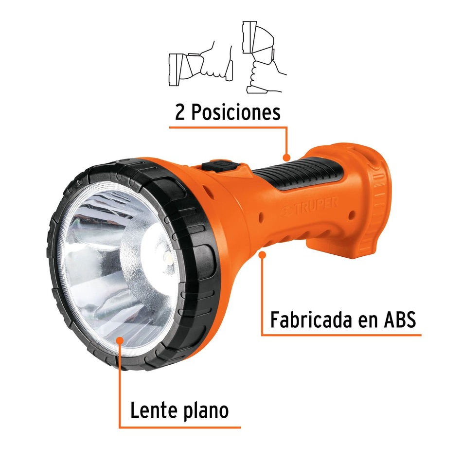 Linterna Plástica 1 Led 150 Lm Recargable Truper 16005