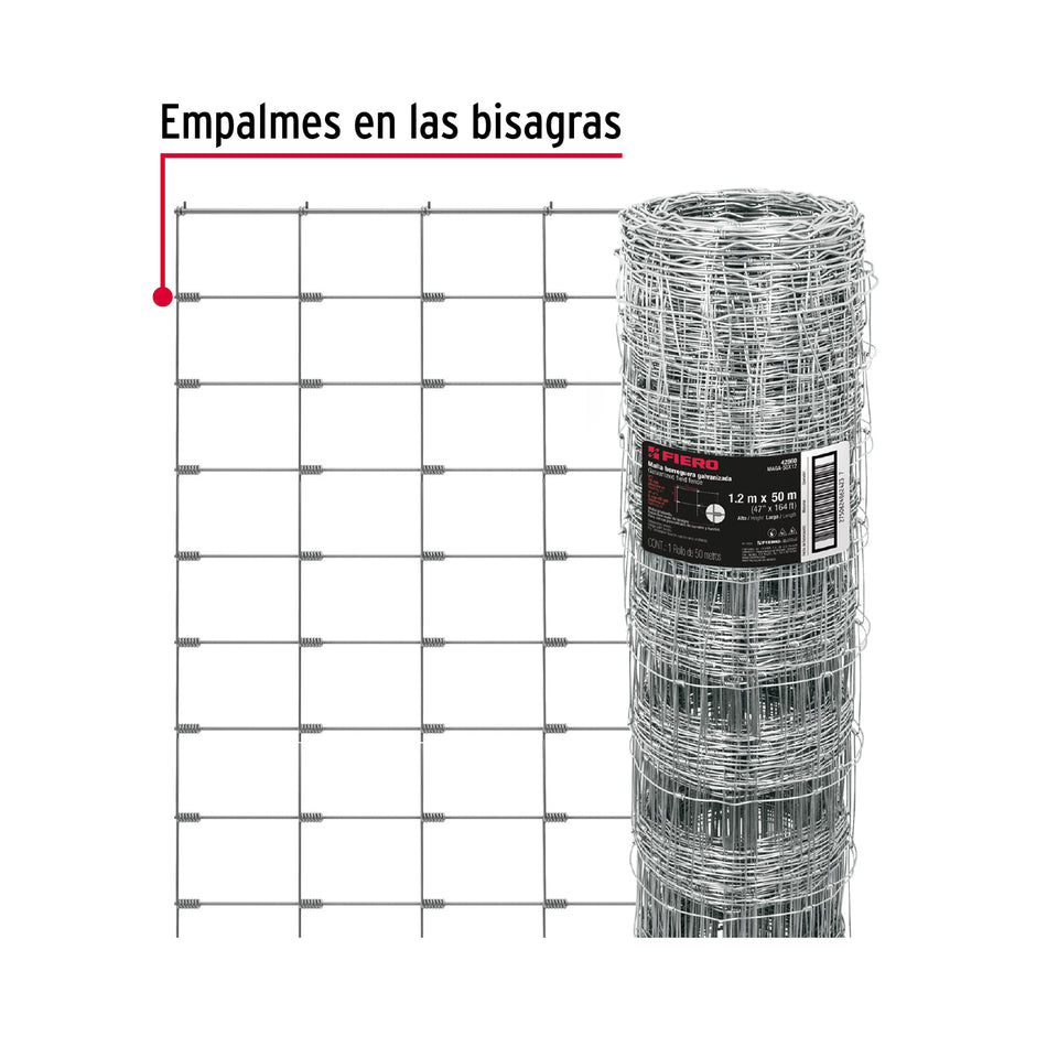 Malla Borreguera Ganadera 1.2m x 50m Acero Galvanizado