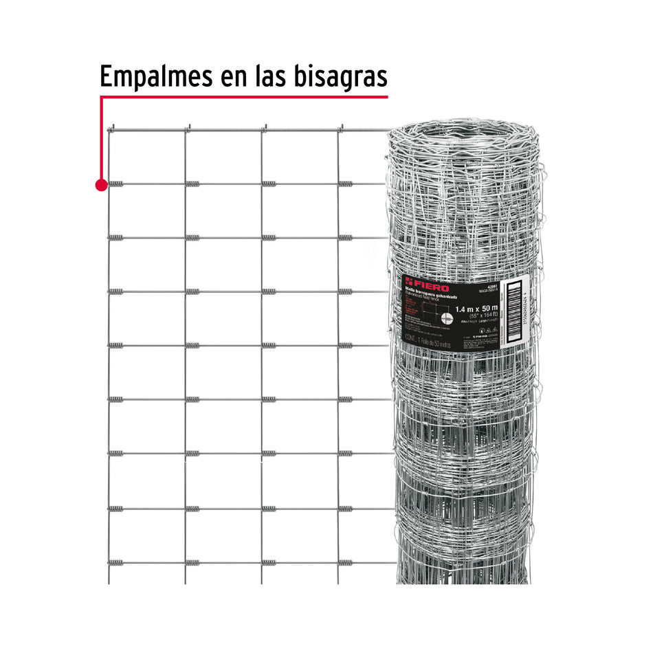 Malla Borreguera Ganadera 1.4m x 50m Acero Galvanizado