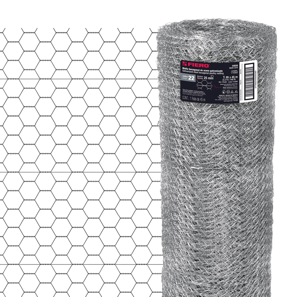 Rollo Malla Hexagonal 1x45 M Cal.22 25mm 44656 Fiero