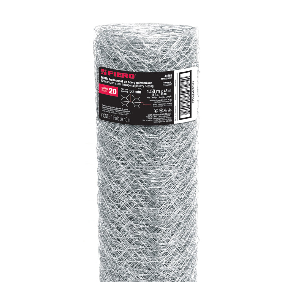 Rollo Malla Hexagonal 1.5x45 M Cal.20 50mm 44662 Fiero