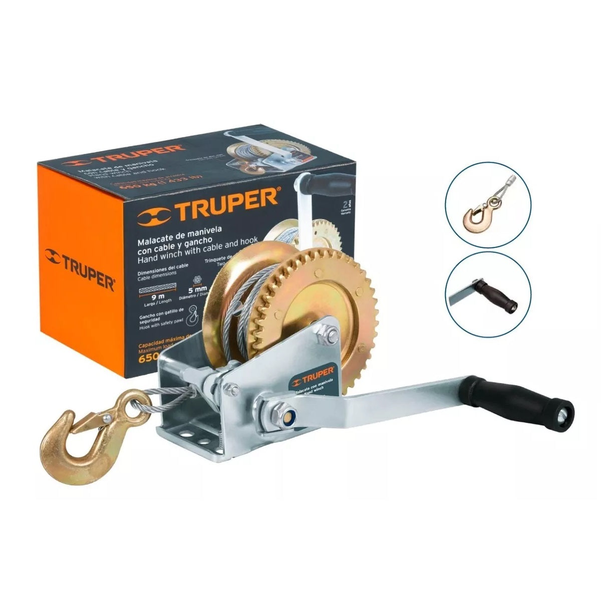 Malacate Con Manivela 650 Kg Con Cable Truper 14720 – Torke