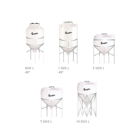 Tolva Polietileno Neutro 45 º Refuerzo 40% 600L Rotoplas